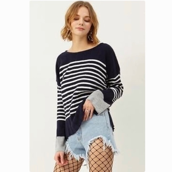 Storets NWT Amber Stripe Color Block Pullover - Picture 1 of 10